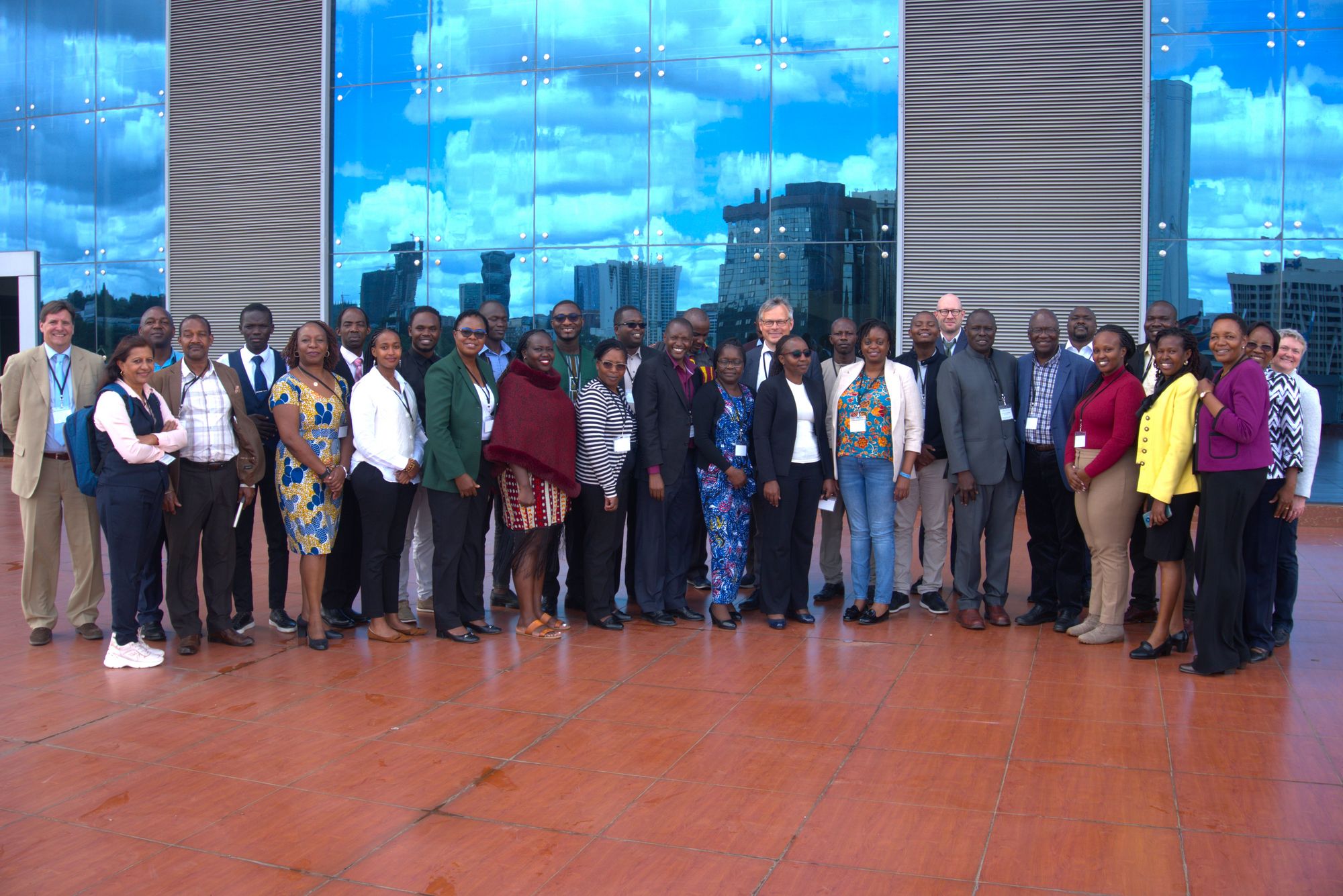 Group photo of participants on the terrace of University of Nairobi Towers.